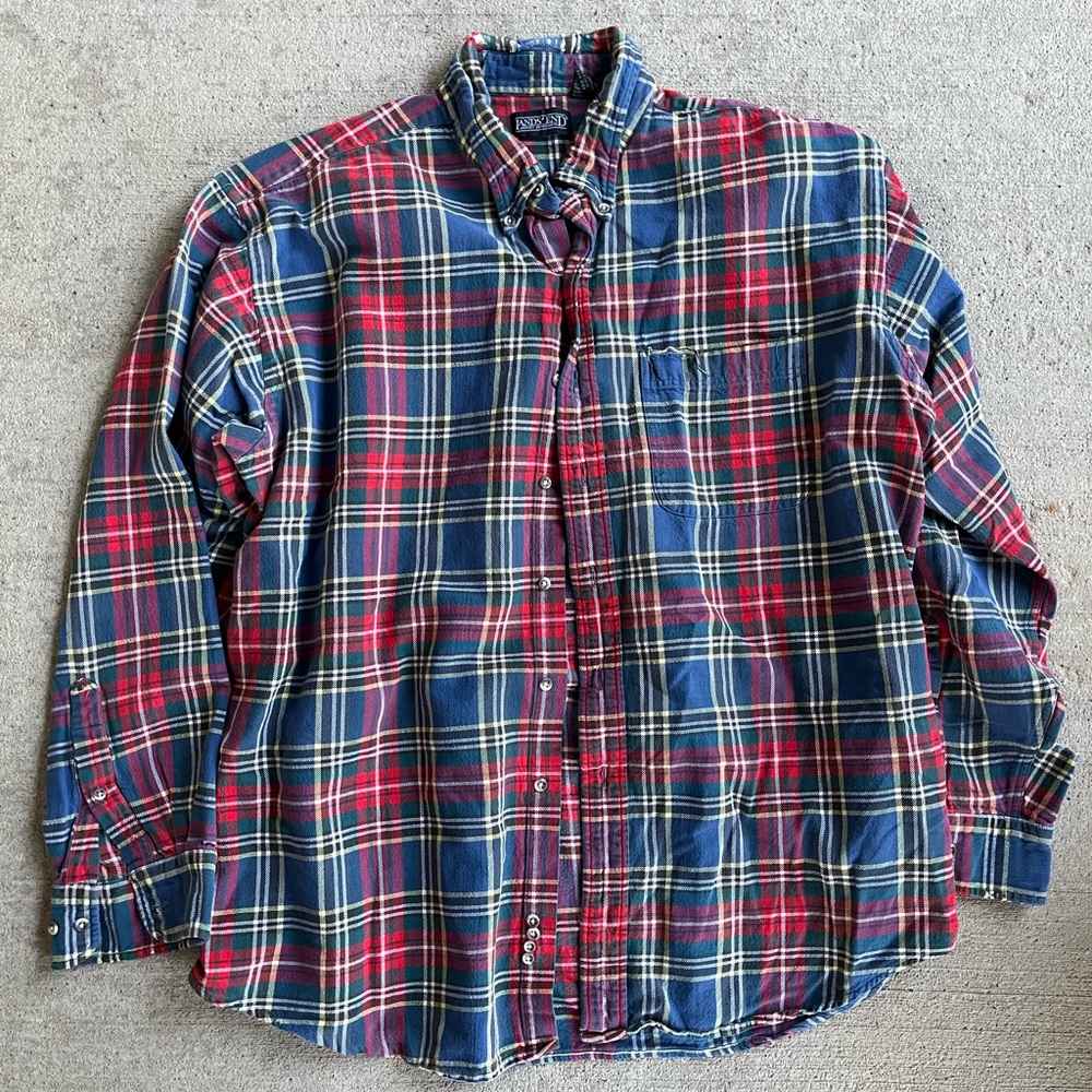 Vintage 90s lands end flannel long sleeve button down